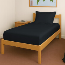 Housse de lit Pizuna 100% coton ajustée pour lit simple 400 fils/cm² 40x78 pouces avec 1 taie d'oreiller, noir