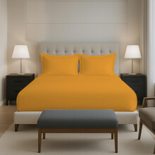 Draps-housses Pizuna 100% coton taille queen, 400 fils, 63X78 pouces avec 2 taies, or miel