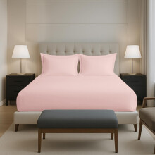 Housses de Matelas Ajustées Pizuna 100% Coton Taille Queen, 400 Fils, 63X78 Pouces, Rose Clair