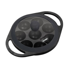 Hawkins Futura 16 Cm Cast Iron Appe Pan, Non Stick Paniyaram Pan With Glass Lid, 8 Cups Paniyarakkal Pan, Litti Pan, Kuzhi Paniyaram Pan, Ponganalu Pa