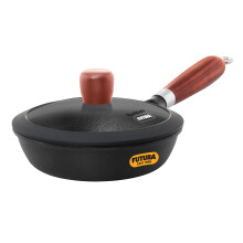 Hawkins Futura 16Cm Frying Pan, Cast Iron Frying Pan With Glass Lid And Rosewood Handle, Black (Cif16G)