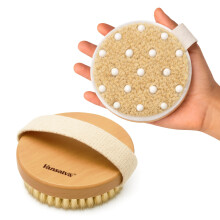Vansatva Ayurvedic Dry Brushing Body Brush | Natural Bristle Dry Brush For Smoother, Firmer Skin | Body Brush For Bathing & Exfoliation | Detox & Circ