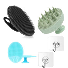 Kroywen Silicone Body Scrubber Shower Bath Brush + Scalp Massager For Hair + Face Scrubber Brush, Combination Combo, More Hygienic Than Traditional Lo