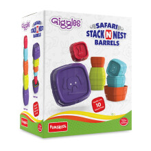 Funskool Giggles - Safari Stapelbare Vaten, Multi-Kleurige Vaten Met Dierengezichten, Voor Sorteren, Stapelen En Nestelen, Vanaf 12 Maanden