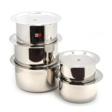 Kcl Stainless Steel Cookware Tope Set With Steel Lid Of Kitchen | Patila | Bhagona|Heavy Bottom | Gas & Induction Friendly | 10 Pcs Set
