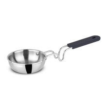 Orange Triply Stainless Steel Tadka/Vaghariya Pan 12Cm | 350Ml Capacity | Stay Cool Handle | Spice Seasoning, Frying & Roasting | Stable Base | Induct