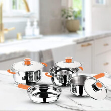 Kuber Industries Xtradeluxe 4-In-1 Stainless Steel Induction Base Cookware Set I Includes 1.4L Saucepan For Tea, 2L Kadhai, 2.5L Casserole & 1L Frypan