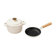 Cumin Co. Cast Iron Cookware Fry Pan & Dutch Oven Set | Patented Coating, 100% Toxin Free, Rust Free | 16 Cm Pan With Wooden Handle & 16 Cm Mini Dutch