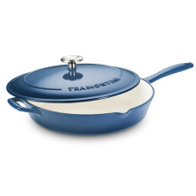 Tramontina Bestow Fry Pan 30 Cm With Lid | Enameled Cast Iron Cookware | Even Heat Retention | Low Oil Healthy Cooking | No Seasoning Required | Stain