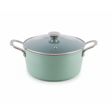 Salford Forged Ceramic Casserole With Glass Lid & Tubular Ss Handle I Induction Base & Gas Ready I 2 Year Warranty I 240Mm, 4.4 Litre Casserole (Green