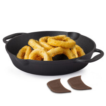 Agaro Royal Pre Seasoned Cast Iron Deep Fry Pan,25 Cm Diameter,1.8L Capacity,No Chemical Coating,Rigid Handles,Fast Heating,Heavy Weight,Gas Oven & In