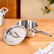 Nestasia Triply Stainless Steel Saucepan With Lid (1500 Ml), Heavy-Bottom Saucepan With Enhanced Grip Handles, Fast & Even Heating, Easy To Clean, Ind
