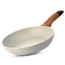 Bergner Ivory Granite Non-Stick 24Cm Stekpanna, 3-Lagers Marmorbeläggning, Trähandtag