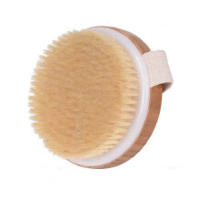 NIDY Bamboo Bath Brush Bristle Massage Brush Bath Body Brush Round Head No Handle Brush Shower Brush Wet and Dry Brushing Body Scrubber with Soft and
