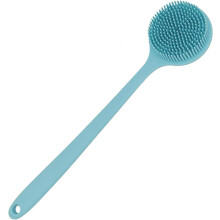 Back Scrubber for Shower, Soft Silicone Back Shower Brush Bath Body Scrubber with Long Handle for Men Women Pack of 1 (Multi)