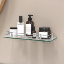 Plantex Transparent Glas Hylla För Badrum/Vardagsrum Väggmontering - Badrumsaccessoarer (Polerad - 15X6 Tum - 1-Pack)