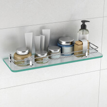 Plantex Premium Transparente Badezimmer Glasregal/Glasregal für Wohnzimmer/Badezimmer & Küche - (Poliert, 18X6 Zoll) - Packung von 1
