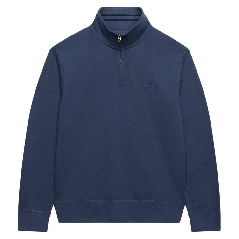 Superdry (M, Soft Navy) Mens Essential Serif Logo Half Zip Sweatshirt