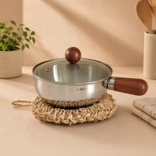 Gurtmiy Stainless Steel Mini Saucepan With Glass Lid & Wooden Handle, Multipurpose Small Pot For Milk, Tea, Coffee & Gas Compatible, Durable Design (P