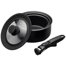 Master Class Premium Smart Space Saucepans Set | 5-Piece Non-Stick, Induction Safe, All Hobs | Removable Handle & Universal Lid | Aluminium, Grey