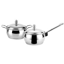 Steelcraft Premium Stainless Steel Gas Stove And Induction Friendly Victoria Cookware Set, 1 Pc Casserole 14 Cm (850Ml) And 1 Pc Saucepan 16 Cm(1200Ml