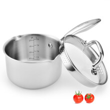 Fracoda 1.0 Quart Stainless Steel Saucepan With Glass Strainer Lid,Two Side Spouts, Ergonomic Handle, Multipurpose Sauce Pan With Lid, Sauce Pot, Cook