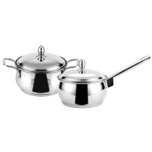 Steelcraft Premium Stainless Steel Gas Stove And Induction Friendly Aura Cookware Set /1 Pc Sauce Pan 16 Cm(1200Ml) / 1 Pc Casserole 14 Cm(850Ml) With