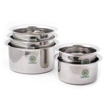 Coconut Stainless Steel Kitchen Tope Induction & Standard Utensils Cookware Set (Pack Of 5) - 1St Tope 750 Ml, 2Nd Tope 1000 Ml, 3Rd Tope 1500 Ml, 4Th