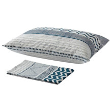 Ikea Provinsros Flat Sheet And Pillowcase Set, White/Blue Chevron Pattern, 150X260 Cm Sheet With 50X80 Cm Pillowcase, 200 Thread Count Cotton