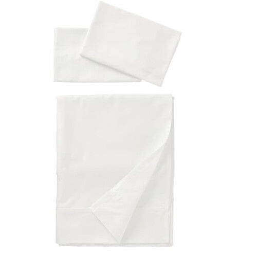 Ikea Ullvide Bedding Set: Luxury Dark Blue Flat Sheet (240X260Cm) & 2-Pack Pillowcases