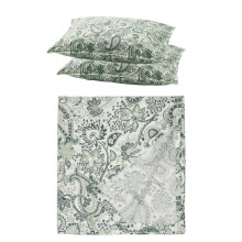 Ikea Rodgersia Beddengoed Set: Groene Blad Flat Sheet (240X260Cm) & 2-Pack Kussenslopen