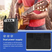 5W Guitar Amplifier Amp Speaker with 3.5mm & 6.35mm Inputs 1/4 Inch Output with Volume Tone Adjustment Overdrive