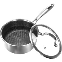 1Qt Stainless Steel Saucepan With Lid, Honeycomb Non-Stick Cooking Pot, Eco-Friendly Pfoa-Free Coating, Compatible With All Cooktops, Perfect For Milk
