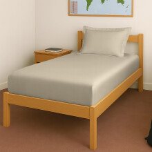 Pizuna 100% Cotton Fitted Bedsheet Single Bed 400 Thread Count Long Staple Cotton Sateen Fitted Bedsheet 40X78 Inch With 1 Pillow Cover, Beige Elastic