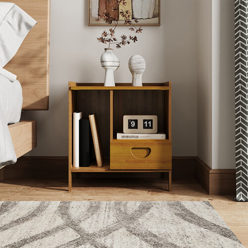 Living And Home Nightstand Bedside Table with Drawer 2