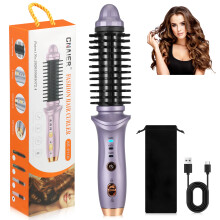 Cordless Curling Brush, USB Rechargeable Negative Ion Hair Styler with 3 Temperature Levels, Fast Heating Portable Mini Curling Iron Brush