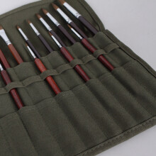 PenselhåLlare Roll Paint Brush Case för Artist Akrylolja Akvarell, PenselhåLlare 30 Fack, ArméGröNt