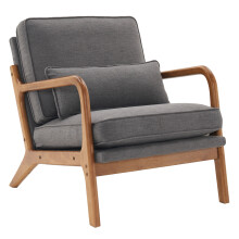 Accent Chair Wood Frame Wide Seat Single Armchair W/ Pillow