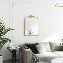 HOMCOM Wall Mirror, Decorative Baroque Mirror with Metal Frame, Gold Tone