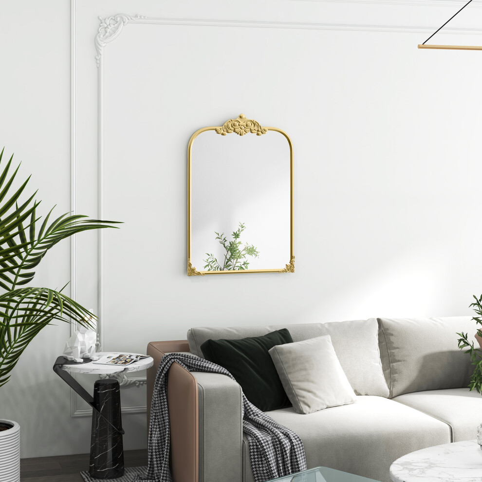 Homcom Unisex Gold Wall Mirror, Decorative Baroque Mirror With Metal Frame, Tone - Image 4