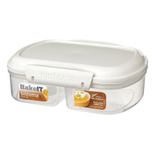 Sistema Bake It Collection Food Storage Container With Split Compartments, 2.6 Cup/0.6 L, Clear/White