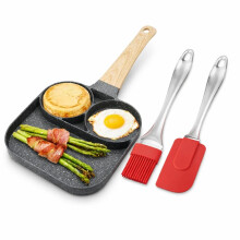 Hngvh Non-Stick 3-Håls Stekpanna Med Spatel Och Oljeborste