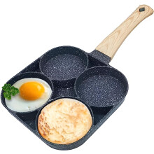 Uplevelbucket 4-Hål Non-Stick Äggstekpanna Med Avtagbart Trähandtag, Mångsidig Panna För Omelett, Uttapam, Idli