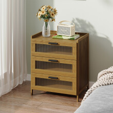 3-Drawer Narrow Bamboo Bedside Table