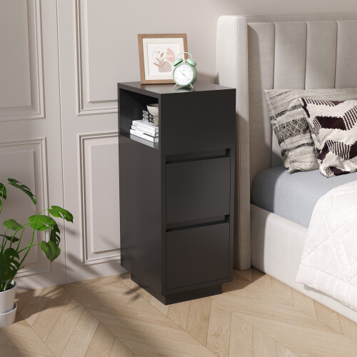 Living And Home Minimalist Bedside Table with Drawers 1