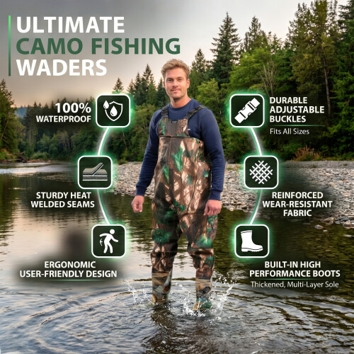 Waterproof Camouflage Waders UK Size 11 / EU 45 1