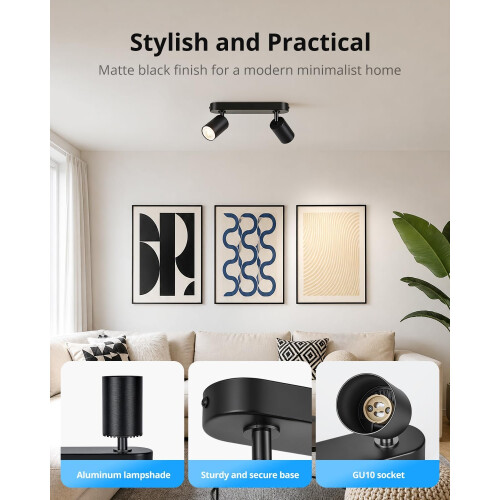 2 Way Spotlight Ceiling Light Rotatable, GU10 Spot Lights Bar 1
