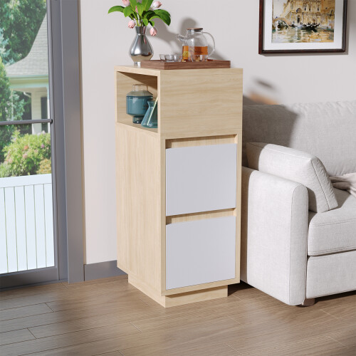 Living And Home Minimalist Bedside Table with Drawers
