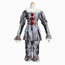 (Sliver, 120) Pennywise Costume Cosplay Kid Stephen Kings It Clown Suit Joker Halloween Party