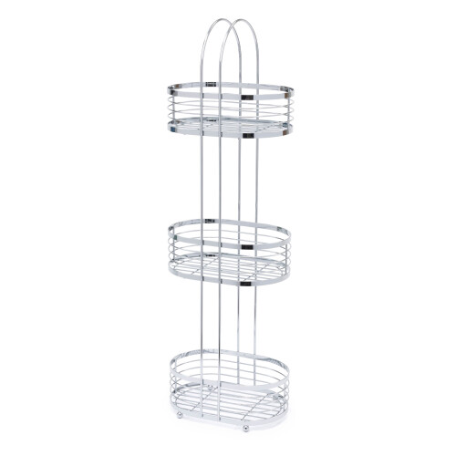 LIVIVO 3 Tier Floor Standing Oval Chrome Bathroom Caddy